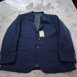Alain Dupetit Blazer Mens 46R Navy Blue TR Fabric Two Button Jacket Wicking